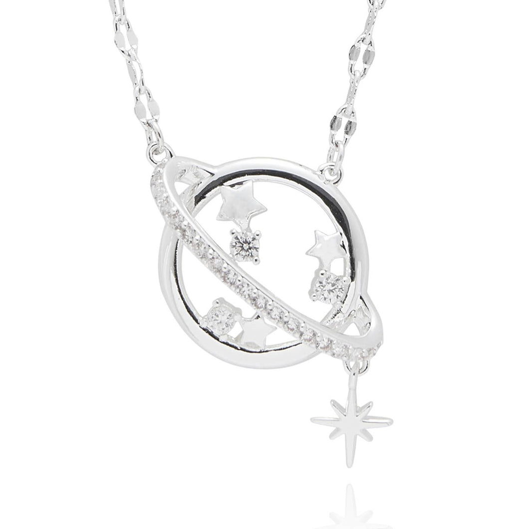 Celestial Planet Stars Silver Plated Necklace