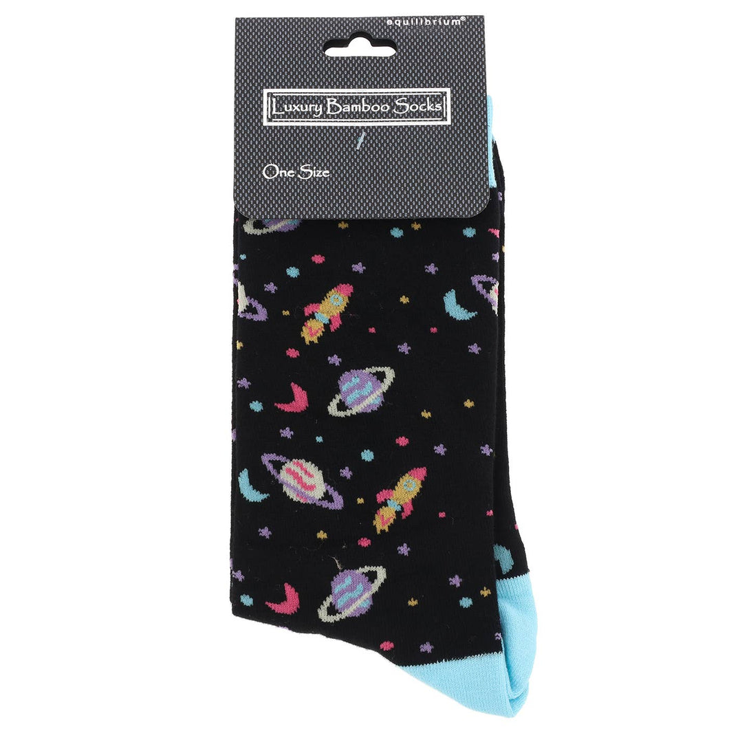 Men's Bamboo Socks - Planets Black